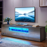 YITAHOME TV Stands for Living Room, 75 inch TV Stand, LED Entertainment Center with Storage, Modern Television Stands, High Glossy Gaming Media Stand, Grey YITAHOME