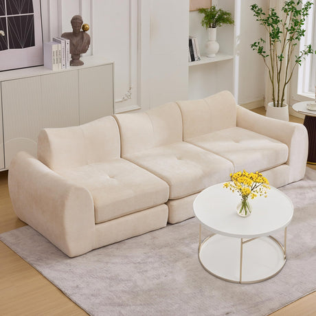 MAXMAXX 102" Cloud Sofa, 4-in-1 Folding Sofa Bed, Floor-Standing Boneless Couch, Futon Sofa Bed for Living Room, Bedroom and Entertainment Room (Beige) MAXMXX