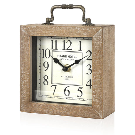 BITALYE Retro Desk Clock, Vintage Table Clock, Mantel Clock, Wooden Table Clock for Living Room, Bedroom, Shelf Decoration, Farmhouse Decor (Wood Color) BITALYE