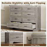 BORNOON 8-Drawer Dresser for Bedroom, Modern Wooden Chest of Drawers with Metal Handles, Anti-Tipping Design, Sturdy and Stable Storage Organizer for Living Room, Entryway, Home Office, Standard BORNOON