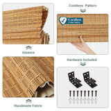 Comzone Blinds Cordless Blackout Bamboo Roman Shades, Easy Installation Natural Woven Wood Shades, Great Privacy Lined Bamboo Blinds for Windows, Camel Comzone Blinds