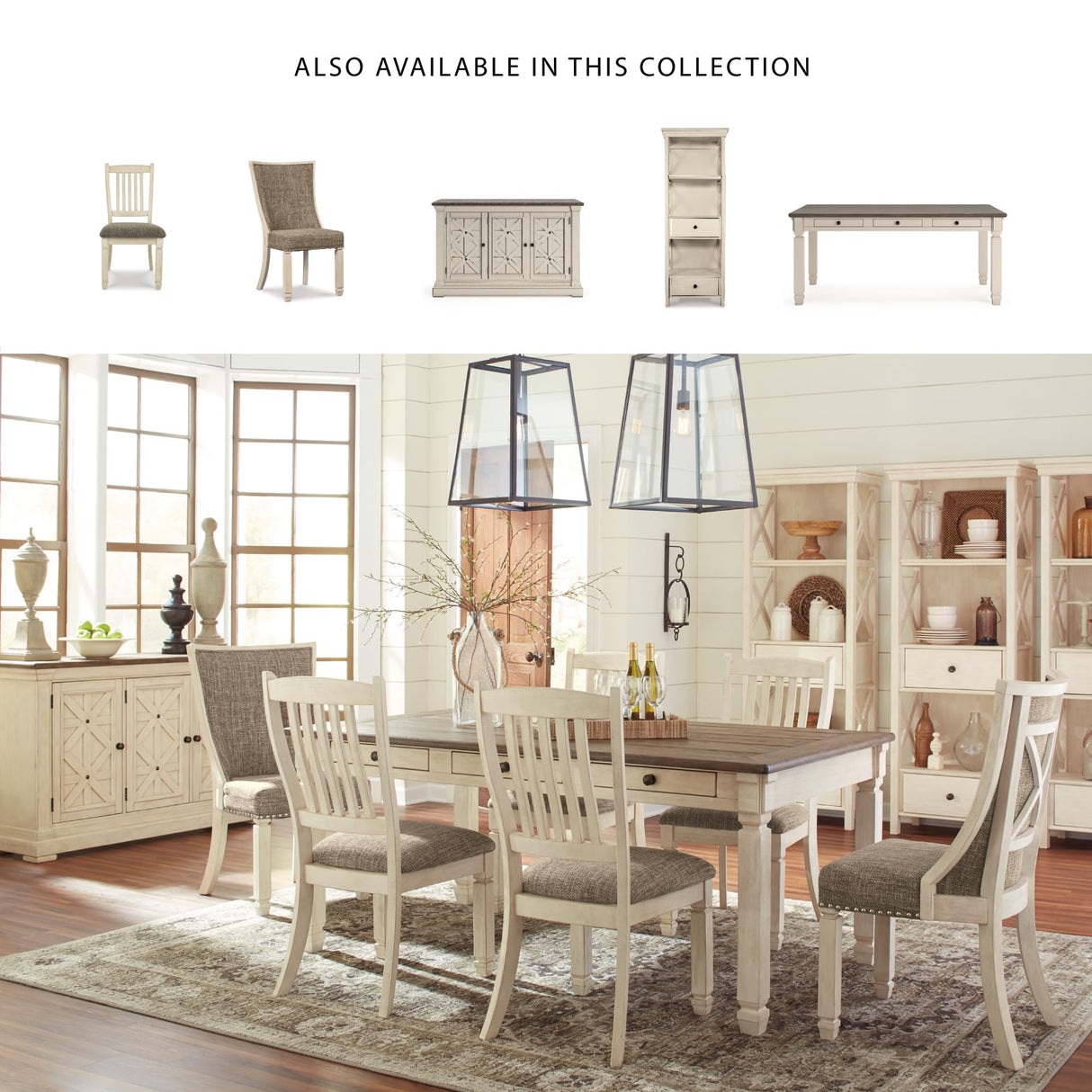 Signature Design by Ashley Bolanburg Modern Farmhouse Upholstered Dining Chair, 2 Count, Brown Signature Design by Ashley