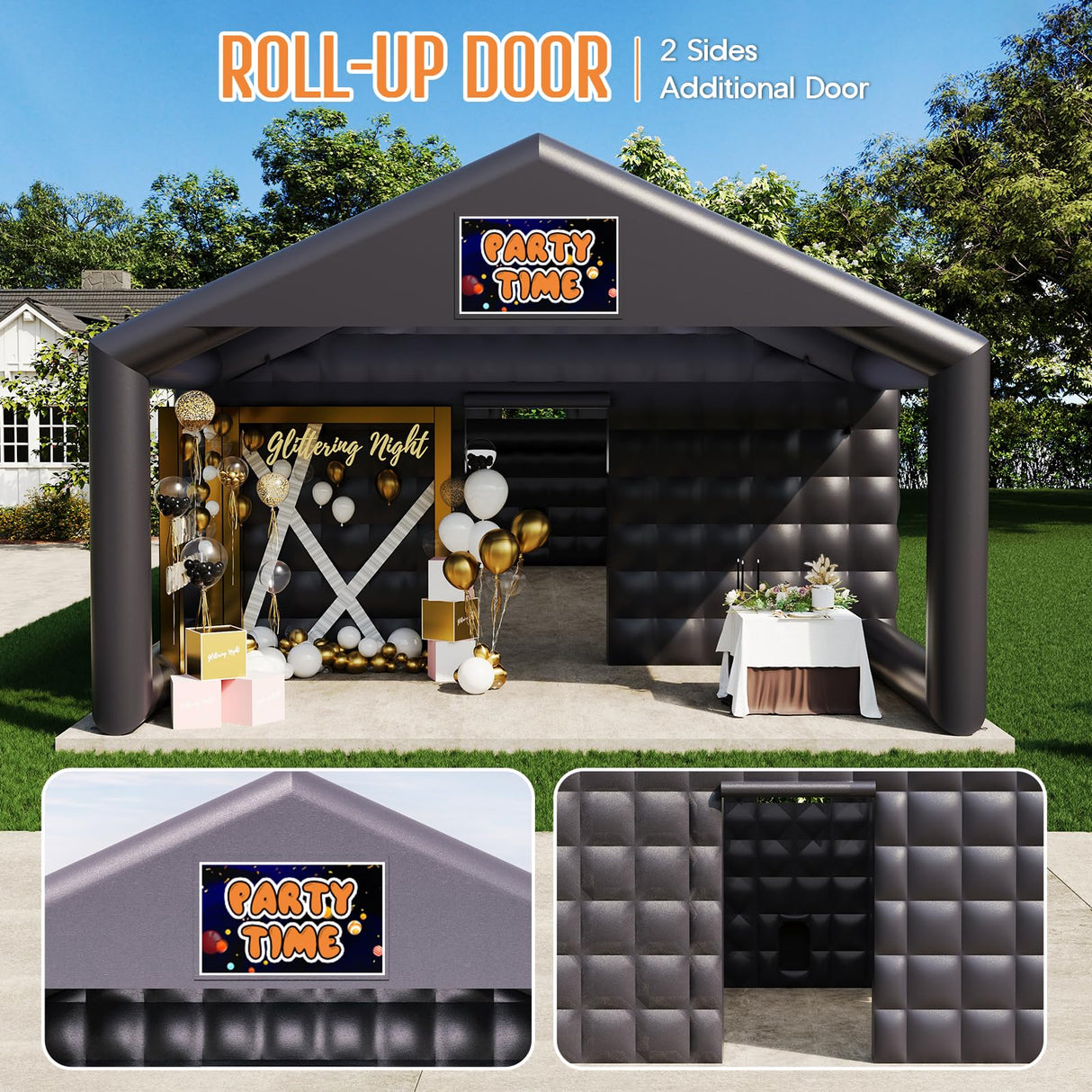 SPECRAFT 39x20x14 FT Large Inflatable Nightclub with Additional Gazebo, 2 Sides Escape Doors Inflatable Tent for Parties, Party Tent for Birthday Party/Outdoor Events SPECRAFT