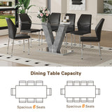 Rejeke 71" Glass Dining Table Set for 6, 7-Piece Dining Table Set with Chairs & Rounded-Corner Tempered GlassTabletop, Glass Kitchen Tables and Chairs Sets for 6 Ideal for Kitchen Dining Room Rejeke