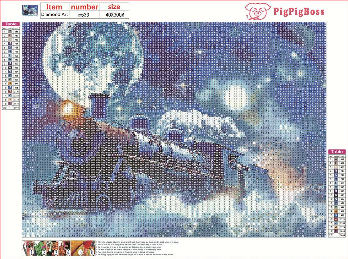 pigpigboss Moon Train Diamond Painting Kits, 5D Full Drill Big Moon and Train Diamond Art for Adult Beginner Home Office Wall Decor (15.7 x 11.8 inches) pigpigboss