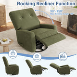 Nursery Recliner Chair, 360° Swivel Rocking Glider Chair for Adults with Adjustable Backrest & Footrest, Cozy Corduroy Upholstered Armchair for Living Rooms, Bedrooms, Apartments, Green Garvee