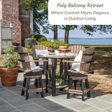 DutchCrafters Recycled Poly Round Balcony Dining Set, Table with 4 Chairs, Bar Height, Swivel Chairs, 5 Piece Patio Furniture Set, Amish Made in USA, Two-Toned Colors (Weatherwood & Brown) DutchCrafters