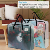 VENO 4 Pack Wreath Storage Bag, Summer, Christmas Decoration Garland Container, 30 Inch Clear Door Wreath Organizers, Moving Boxes, Packing Supplies for College (Square - 4 Pack) VENO