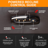 Houjud Power Recliner Chair, Home Theater Seating Soft Leather Electric Recliner Movie Chair for Living Room with Adjustable Headrest, LED Lighting, Hidden Arm Storage, Cup Holder (Brown) Houjud