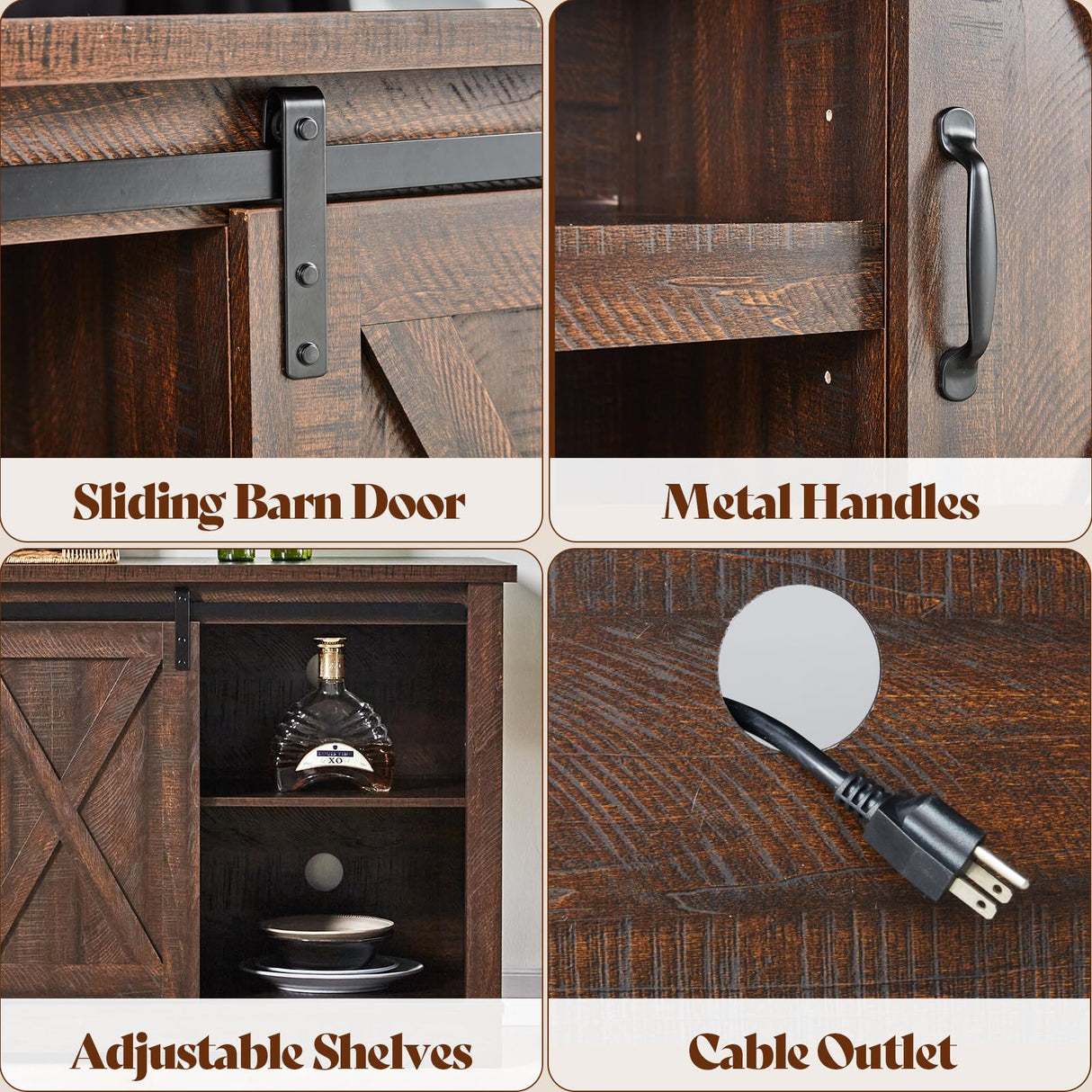 AMERLIFE 66" Farmhouse TV Stand for 75 Inches TVs, Entertainment Center with Sliding Barn Door and Adjustable Shelf & Feet, Console Table with Storage, Reclaimed Barnwood AMERLIFE