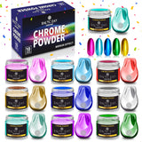 BALTIC DAY Chrome Powder for Nails & Resin – 10 Colors Mirror Chrome Pigment, Holographic Mica Powder for Nail Art, Epoxy, Tumblers, Slime, Crafts – 2g Each Jar BALTIC DAY