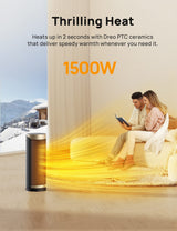 Dreo Space Heater, 1500W PTC Ceramic Heaters for Indoor Use with Remote, 70° Oscillation, 1-12H Timer, Electric Heaters with Thermostat, Fast and Safe Portable Heater for Office, Bedroom, Large Room Dreo