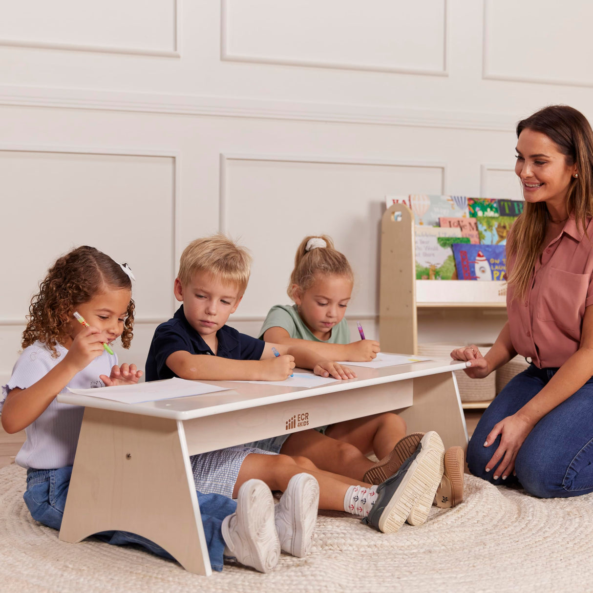 ECR4Kids Kiddo Bench, Kids Furniture, White Wash ECR4Kids