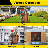 3 Tier Garden Tool Organizer, Garage Storage and Organization, Metal Yard Tools Storage up to 78 Tools, Heavy Duty Garden Tool Organizer for Garage, Yard, Patio, Shed, Indoors and Outdoors, Black GIOTORENT