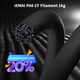 IEMAI Carbon Fiber Nylon Filament 1.75mm, Black PA6-CF 1kg Spool, High-Temp & Wear Resistant, High Strength & Rigidity 3D Filament for Functional Parts & Industrial Tools IEMAI