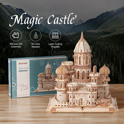 RUIFAM 3D Wooden Puzzles DIY Mechanical Wooden Wide Model Kit 1000 Pcs 3D Puzzles for Adults Teens 14+Years Puzzle Enthusiasts Box Clockwork Enchanted Castle - WoodArtSupply