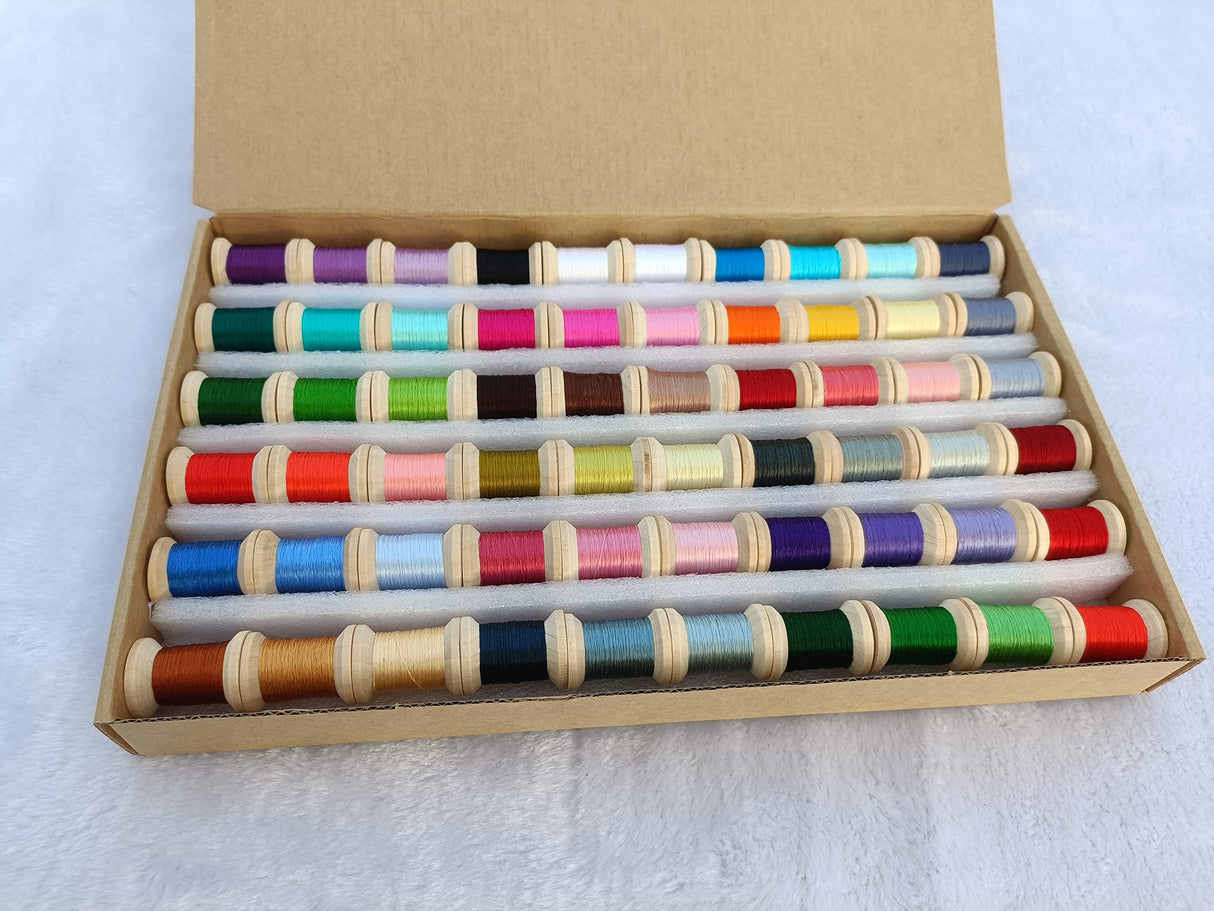 Jinmaya Silk Mulberry Silk Thread for Handmade Embroidery 60 Colors Spools Cross Stitch Needle Point DIY Handicraft Supply Chinese Suzhou Embroidery Silk Jinmaya
