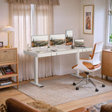 Furmax Electric Standing Desk with Drawer 55 x 24 Inch Adjustable Height Stand up Desk Home Office Computer Desk with USB Ports, White Furmax