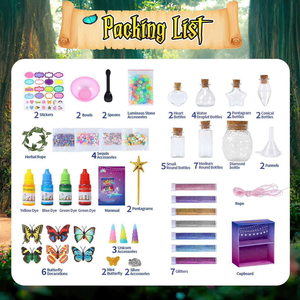 Skirfy Fairy Aqua Potion Kits for Girls with 23 Potion Bottles, Magic Kit Mix Potion DIY Decorations Garden Art Craft Birthday Gifts,Girl Toys for Ages 8-13 Skirfy