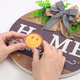 Interchangeable Welcome Sign for Front Door with 14 Changeable Icons, Farmhouse Front Porch Decor Rustic Wooden Wall Sign with 12 LED Lights, Outdoor Seasonal Welcome Home Decorations (Wood home1) HOMCDALY