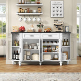 Gyfimoie Buffet Cabinet with Storage, Farmhouse Kitchen Sideboard Cabinet with Solid Wood Legs Coffee Bar Storage with Glass Door Side Shelves for Kitchen, Dining Room, Entryway Gyfimoie