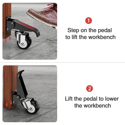 Workbench Stepdown Caster, 600 Lbs Casters Wheels Set of 4 Heavy Duty Steel, 2.5" All Steel Construction Urethane Wheel with Screws & Screwdriver