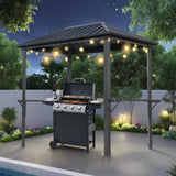 Endark 8' x 5'FT Grill Outdoor BBQ Gazebo Canopy with Two Metal Shelves,Outdoor Permanent Hardtop Gazebo Canopy for Patio, Garden, Backyard (5x8FT-1) Endark