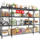 REIBII 78.4''W Storage Shelves Wire Shelving Unit Load 1500LBS,4 Tier Metal Shelving with Adjustable Metal Shelf Wire Rack for Pantry Shelves Commercial Shelving Kitchen Garage 78.4''Wx11.8''Dx59''H REIBII