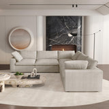 WJShome Cloud Modular Sectional Sofa,160.6" Down Filled 5 Seater Couch,V Shaped Oversized Convertible Sectional Sofa for Living Room,Covers Removable & Washable, Khaki WJShome