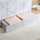 EDWINENE Murphy Bed with Mattress Included, Queen Murphy Bed Cabinet with Drawers and Charging Station for Small Apartments, Home Offices(Circular Pattern, White) EDWINENE