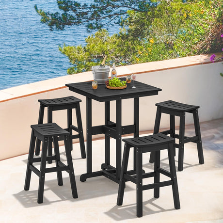 Homenjoy 37.5" H Outdoor Bar Table，HDPE Bar Height Table with Weather Resistant Top, Square Outdoor Patio Table, Black Homenjoy