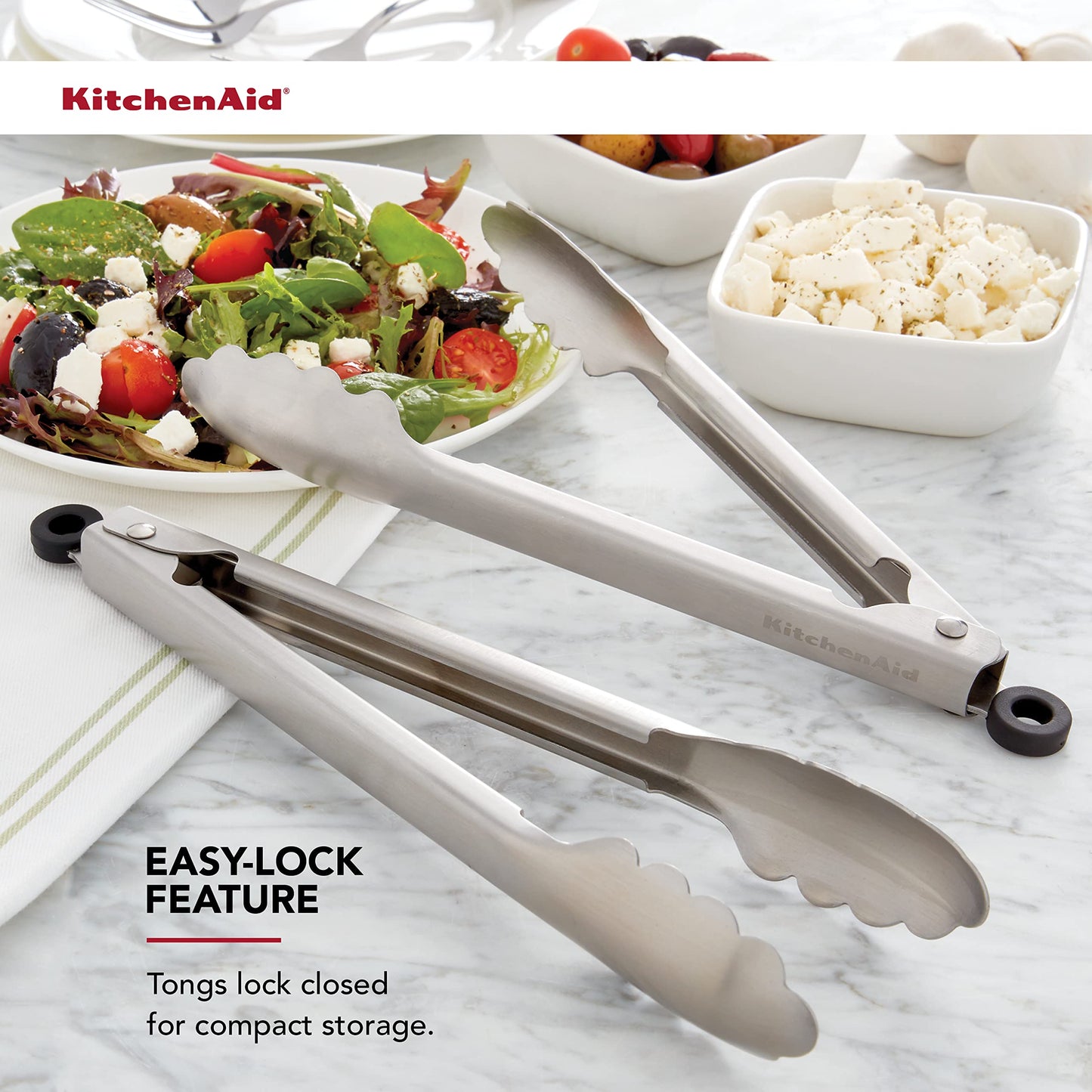 KitchenAid Universal Utility and Serving Stainless Steel Kitchen Tongs, Set of 2