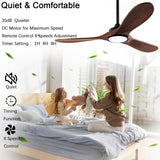 dearnow 42”Ceiling Fan with Light and Remote Control, Lighted Wooden Ceiling Fan Noiseless Reversible DC Motor with 3 Blades for Farmhouse, Living Room, Office, Indoor Outdoor (Black + Walnut) dearnow
