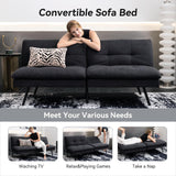 Hcore Polyester Memory Foam Convertible Futon Sofa Bed, Small Splitback Loveseat, 68" L x 32.3" W x 30.7" H, Black Hcore
