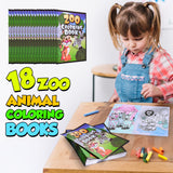 18Pcs Zoo Animal Coloring Books Bulk for Kids - 9"x11" Animal Party Favors with Jungle Safari Animals and Activity Sheets for Goodie Bags, Classrooms and Themed Birthday Supplies (Pack of 18) Bedwina