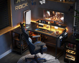 ODK 48 Inch Reversible L-Shaped Gaming Desk with USB Ports, LED Lights & Storage Solutions ODK