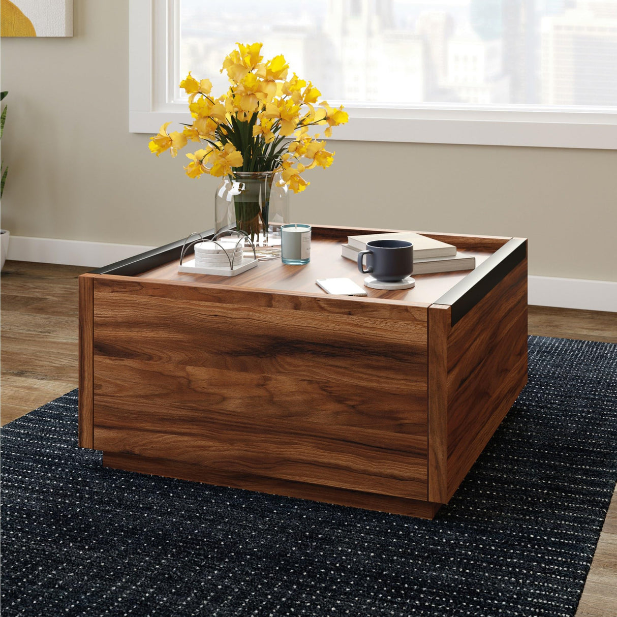 Sauder Manhattan Gate Modern Square Coffee Table, Blaze Acacia Finish Sauder