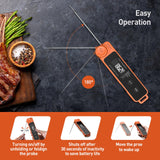 0.5 Sec Instant Read Meat Thermometer for Cooking, Ultra-Fast Digital Food Thermometer with Backlight, ±0.5°F Accuracy, IP67 Waterproof，Auto-Rotate/On/Off–Perfect for Grilling, BBQ, Smoker-Tangerine Dewjom