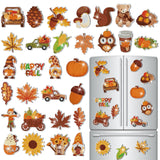 Copkim 30 Pcs Fall Diamond Art Magnets Kits DIY Autumn Pumpkin Maple Leaves Pine Nuts Diamond Painting Happy Fall Fridge Magnetic Stickers Gem Art Magnets for Beginners Holiday Decor Home Copkim