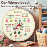 Bradove Beginner Embroidery Kit for Adults Kids, Learn to Embroider 37 Stitches and 13 Cute Patterns, Stitches Kit, Bead Embroidery Kit, Beginner Embroidery Practice Bradove
