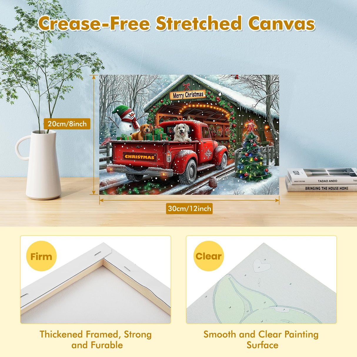 Bowetile Christmas Paint by Numbers for Adults Beginners Framed, Truck Adults' Paint-by-Number Kits, Adult Paint by Number Kits on Canvas, Acrylic Number Painting for Home Decor, 8x12in Bowetile