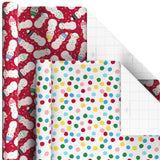 Hallmark Kids Christmas Wrapping Paper Rolls with Cutlines on Reverse (6 Rolls: 180 Sq. Ft. Total) Snowman, Snowflakes, Penguins, Santa Claus Hallmark