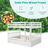 Giantex Full Over Full Bunk Bed with Trundle, Solid Wood Trundle Bed Frame w/Guardrails and Ladder, Convertible to 2 Beds, Full Size Bunk Beds for Adults Kids Teens, No Box Spring Needed, White Giantex
