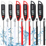 Copkim 6 Set Waterproof Food Thermometer for Water, Liquid, Candle and Cooking Digital Meat Thermometer with Long Probe Instant Read for Kitchen BBQ Grill Candy (Black,White,Red) Copkim