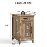 LINSY HOME Farmhouse End Table with Charging Station, Narrow Side Table for Living Room, Sofa Side Table with Drawer and Storage Cabinet, Small Nightstand for Bedroom LINSY HOME