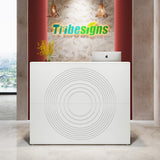 Tribesigns Reception Desk with Counter, Modern Front Desk Reception Room Table with Cable Grommet, 47 inch Retail Counter for Checkout, Lobby, Beauty Salon, Home Office Desk, White Tribesigns