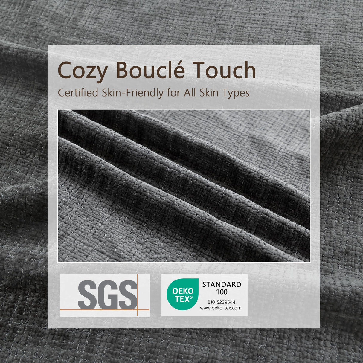 Dowinx 107'' Modular Sectional Sofa Couch with Chaise, No Assembly Required, Modern Bouclé-Inspired Upholstery, Convertible L-Shaped Design for Living Room – Charcoal Grey Dowinx