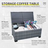 Lviden 6 Pieces Wicker Patio Furniture Sets Outdoor Conversation Set PE Rattan Sectional Sofa Couch with Storage Table and Royal Blue Cushions Lviden