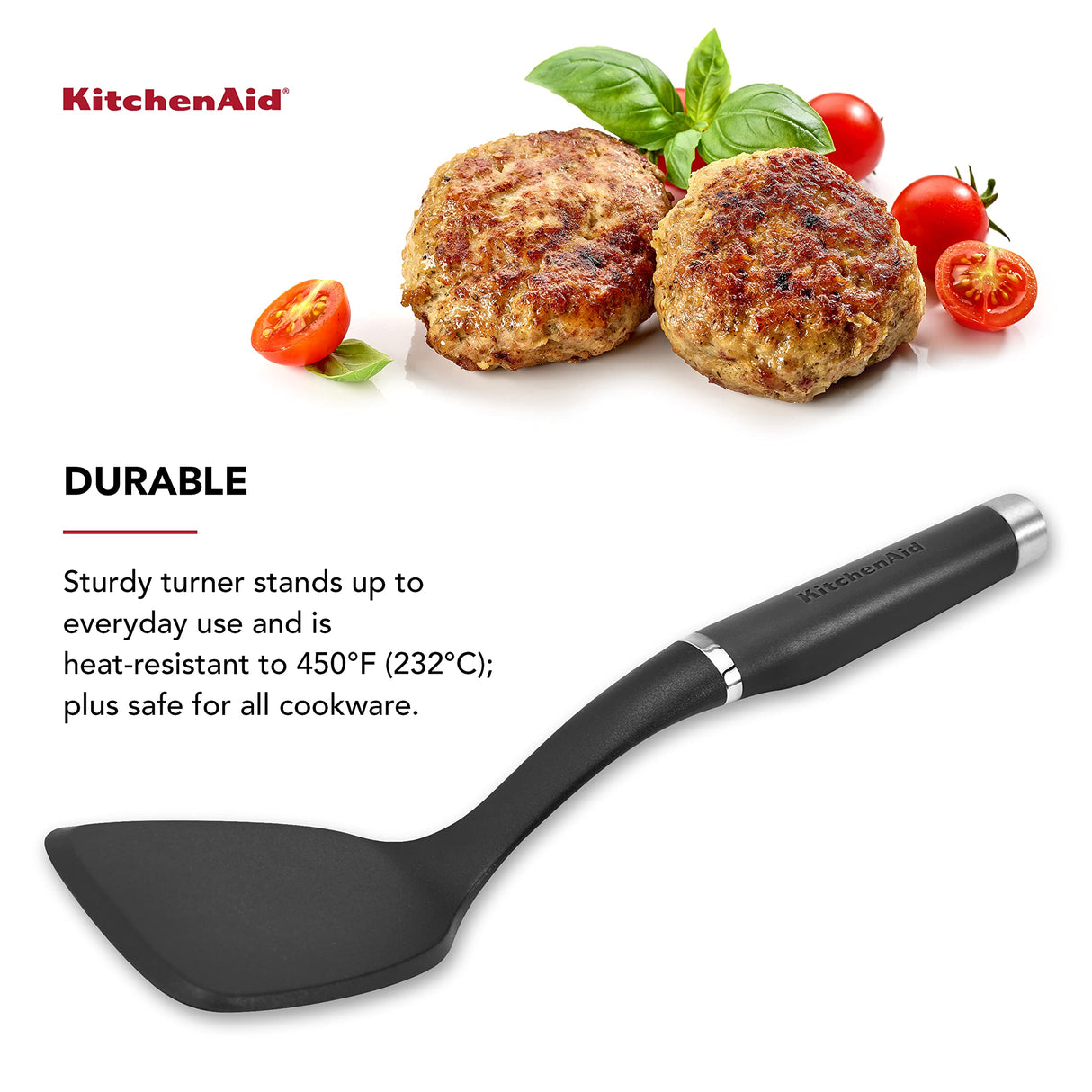 KitchenAid Gourmet Nylon Short Turner, One Size, Matte Black KitchenAid