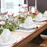 KKJIAF White Jacquard Satin Napkins (12 Pack, 17x17 Inches), Square Damask Silky Table Napkins for Wedding Banquet Party Restaurant Dinner Decoration KKJIAF